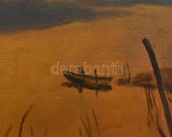 Jelzés nélkül: Halászok. Olaj, farost. Dekoratív fa keretben. 42x57 cm