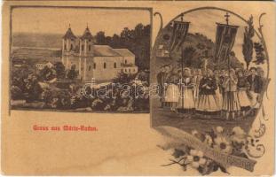 1911 Máriaradna, Radna (Lippa, Lipova); Körmenet. Weiszberger Pál kiadása / Catholic procession. Art Nouveau, floral