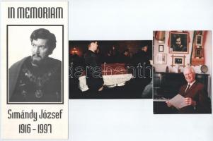 1997 In memorian Simándy József - emlékkoncert meghívó, temetési képek, emléklap, 4 db