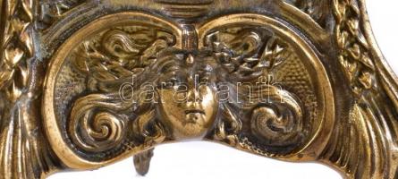 Szecessziós bronz asztali tükör, jó állapotú m: 26,5