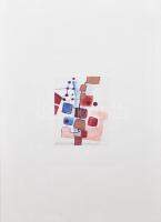 Krnács Ágota (1976-): Kékfrankos rosé, 2005. Akvarell, papír, jelzett. Üvegezett klipsz keretben. 13x10 cm