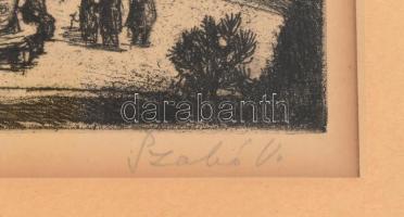 Szabó Vladimír (1905-1991): Kilátás a Budai várból. Rézkarc, papír, jelzett, üvegezett fa keretben, ...