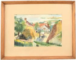 Kolozsváry (?) jelzéssel: Kertek alján. Akvarell, papír. Fa keretben, 20,5x30 cm