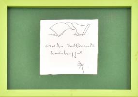 Farkas Ádám (1944-): Csavart forma. Emlékrajz Cs. Z-nek. golyóstoll, papír, 8x8 cm Üvegezett keretben