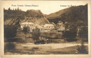 Gyimesbükk, Ghimes-Faget (Gyimes, Ghimes); régi határ, Rákóczi vár / Fosta Granita Ghimes-Palanca, Cetatea lui Racoti / castle ruins, border