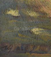 Olvashatatlan jelzéssel: Tere-fere. Olaj, karton. Fa keretben, 48x67,5 cm