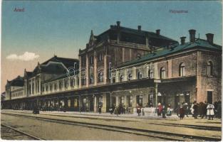Arad, pályaudvar, vasútállomás. Vasúti levelezőlapárusítás 77. sz. - 1918. / railway station (EK)