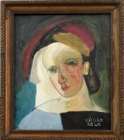 Kádár Béla jelzéssel: Női portré. Vegyes technika, karton. Üvegezett fa keretben. 31,5×23,5 cm