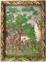 Fényes A jelzéssel:Virágzás. Olaj, karton, fa keretben, 25×17,5 cm