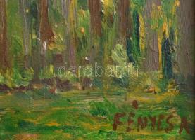 Fényes A jelzéssel:Virágzás. Olaj, karton, fa keretben, 25×17,5 cm