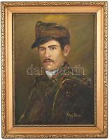 Nagy István jelzéssel: Katona. Olaj, vászon. Kissé sérült fa keretben, 55×40 cm