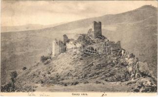 1907 Magyarléta, Liteni; Léta (Geczy, Géczi) vára. Schuster Emil kiadása / castle ruins (vágott / cut)