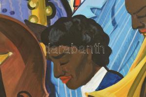 Scheiber H jelzéssel: Zenekar. Olaj, falemez. Fa keretben. 60x59,5 cm