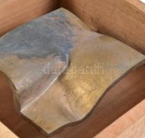 Tornay Endre András (1949-2008): Bezárt hullám. Bronz, fa keretben. Jelzett. 15x15 cm