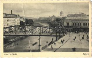 Nagyvárad, Oradea; Körös híd, zsinagóga, üzletek / Cris river bridge, synagogue, shops (fa)