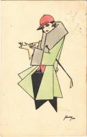 1933 A Magyar Művészeti Vállalat művészlapja / Hungarian fashion art postcard s: Sárossy