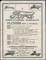 cca 1927-1936 Automobil és Traktor Kereskedelmi Rt. Ford Teherautomobil és Fordson traktor reklám prospektusok, 2 db, hajtásnyomokkal, 27x21 cm
