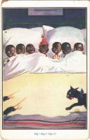 1916 Ha! ha! Ha! Fekete kisgyerekek és macska-egér játék / Black kids with cat and mice
