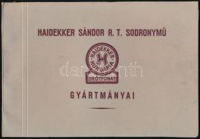 cca 1920-1930 Haidekker Sándor Rt. sodronymű gyártmányai. Bp., Krausz J. és Társa, 64 p.