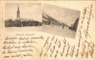 1900 Budapest IV. Újpest, Római katolikus templom, utca, kávéház, Singer Lipót üzlete. Divald Károly 221. sz. (fl)