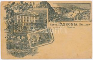 1902 Budapest VIII. Hotel Pannonia szálloda reklámlapja, belsők. Art Nouveau, floral (EB)