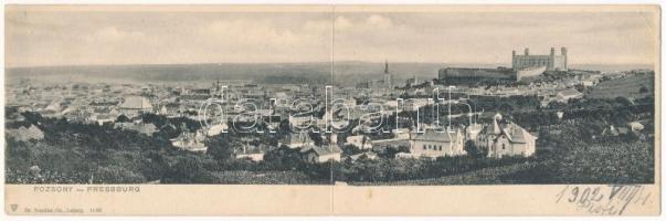 Pozsony, Pressburg, Bratislava; Két részes kihajtható panorámalap / 2-tiled folding panoramacard (EK)