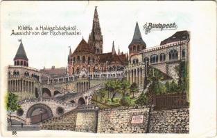 1915 Budapest I. Kilátás a Halászbástyáról. litho (szakadás / tear)