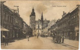 Kassa, Kosice; Deák Ferenc utca, Brück Tóbiás angol úri szabó üzlete / street, shops (képeslapfüzetből / from postcard booklet)