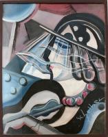 Scheiber H jelzéssel: Hölgy portré. Vegyes technika, papír, üvegezett fa keretben, 76×61 cm