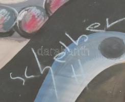 Scheiber H jelzéssel: Hölgy portré. Vegyes technika, papír, üvegezett fa keretben, 76×61 cm