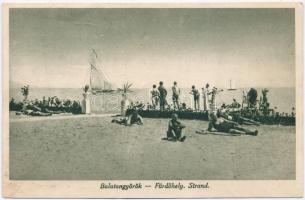 1930 Balatongyörök, fürdőhely, strand. Malek Károly kiadása (ázott / wet damage)