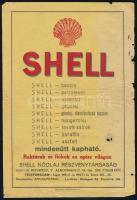 cca 1930 Shell Kőolaj Rt. reklám, gyűrődéssel, kis sérülésekkel, 23x16 cm