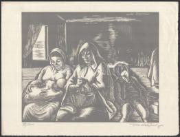 Vadász Endre (1901-1944): Szent család (Daumier után), fametszet, papír, jelzett, számozott (88/100), 19x24 cm