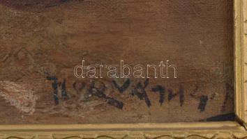 Horváth G. Andor (1876-1966): Tengerihántás. Olaj, vászon. Sérült, javított. Sérült keretben, 40×50 ...