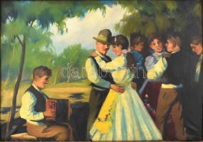Parobek Alajos (1896-1947): Táncolók. Olaj, vászon, jelzett. Kissé sérült keretben, 49×68 cm