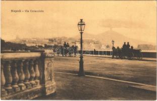 Napoli, Naples; Via Caracciolo / street view, horse-drawn carriage (EK)