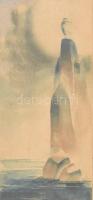 Jelzés nélkül: A sziklák királynője. Akvarell, papír, kartonra kasírozva. Üvegezett fa keretben, 26×12,5 cm