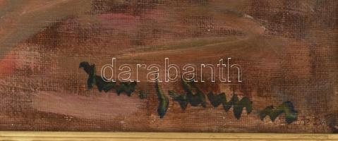 Iványi-Grünwald Béla műhelye: Virágcsendélet. Olaj, vászon, jelzett. Fa keretben. Hátoldalán A BÁV 5...