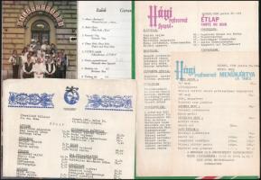 1981-1990 4 db menükártya (Utasellátó, Halászcsárda, Hági étterem)