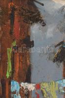 Vojnits Richárd (1942-): Délután. Olaj, farost, jelzett, fa keretben. Fa keretben. Hátoldalán zsűri ...