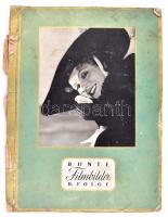 cca 1937 Bunte Filmbilder III. Folge, gyűjtőkönyv, (Greta Garbo, Turay Ida, Lilian Harvey, stb.), hiányos, sérült kötés, nem teljes