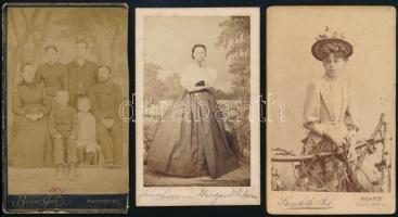 cca 1860-1880 3 db keményhátú fotó, nevesített portrék, feliratozva, 11×6,5 cm