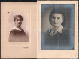 cca 1910-1930 Műtermi portrék, 4 db kartonra kasírozott fotó, vegyes méretben