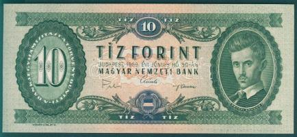 1969. 10Ft (2x) egymásutáni sorszámokkal, az egyiken valószínűleg nyomdai vágási hiba! T:I + Német B...