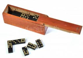 Mini dominó készlet, fa dobozban, 10×3×3,5 cm
