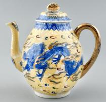 6 személyes keleti jellegű vékony porcelán teáskészlet. Jelzett. Hibátlan. Sérült dobozában. doboz m...