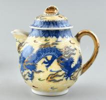 6 személyes keleti jellegű vékony porcelán teáskészlet. Jelzett. Hibátlan. Sérült dobozában. doboz m...