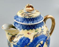 6 személyes keleti jellegű vékony porcelán teáskészlet. Jelzett. Hibátlan. Sérült dobozában. doboz m...