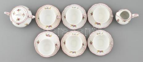 Zsolnay virágmintás 6 személyes mokkás készlet kávéskanna hiányzik. Matricás, jelzett, kopásnyomokka...