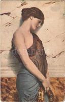 Tänzerin / Gently erotic lady art postcard. Apollon Sophia 3. s: Godward (kopott sarkak / worn corners)